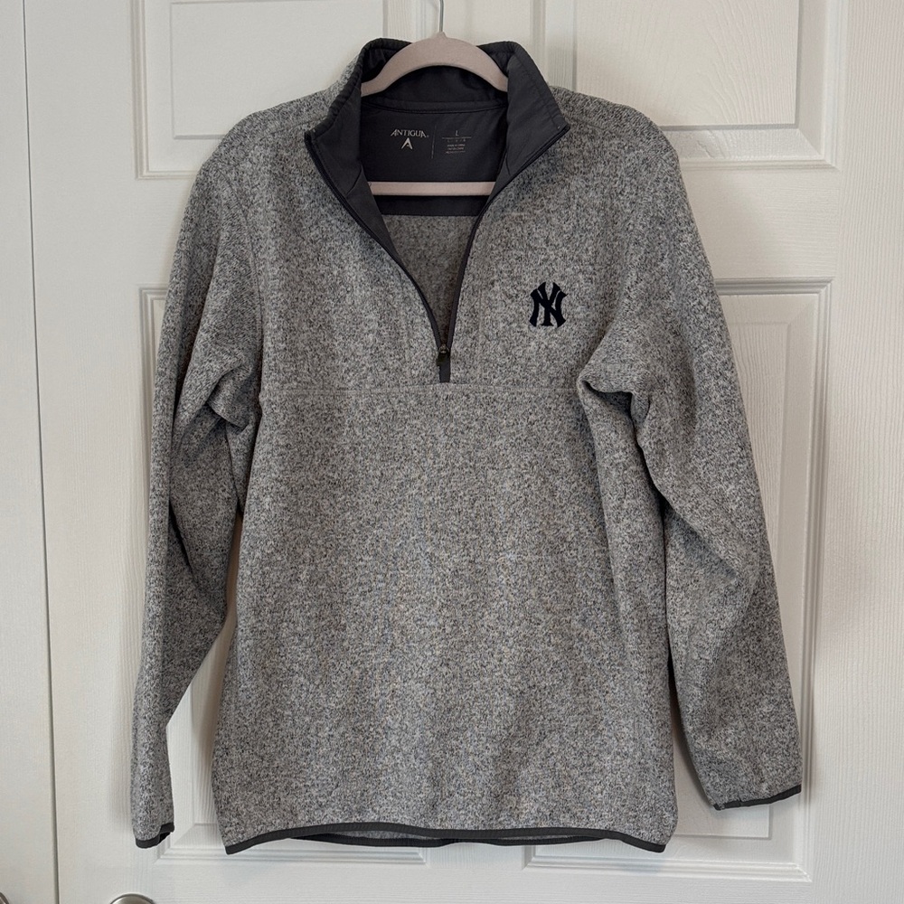 Antigua Heather Gray Zip-Up Men's Sweater